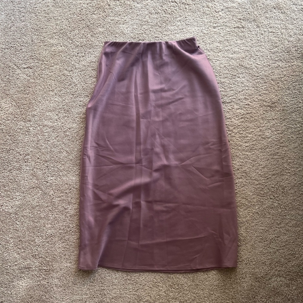MIDI length satin slip skirt